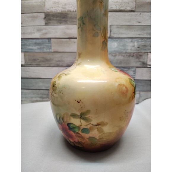 Antique Willets Belleek Hand Painted Floral Vase Morning Glory  Art Nouveau Glam - Picture 4 of 14